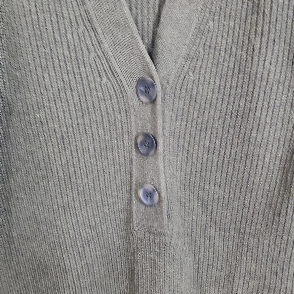 Madewell Womens Henley Sweater Dress Merino Wool Blend Olive Green Brown Size XS - Picture 5 of 10